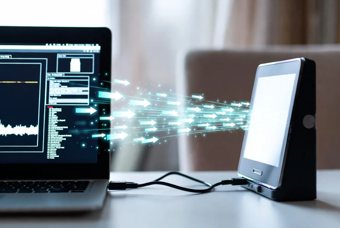 file transfer process between devices over network connection