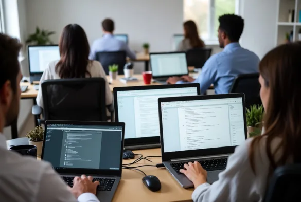 remote team collaborating on shared cloud files from different locations