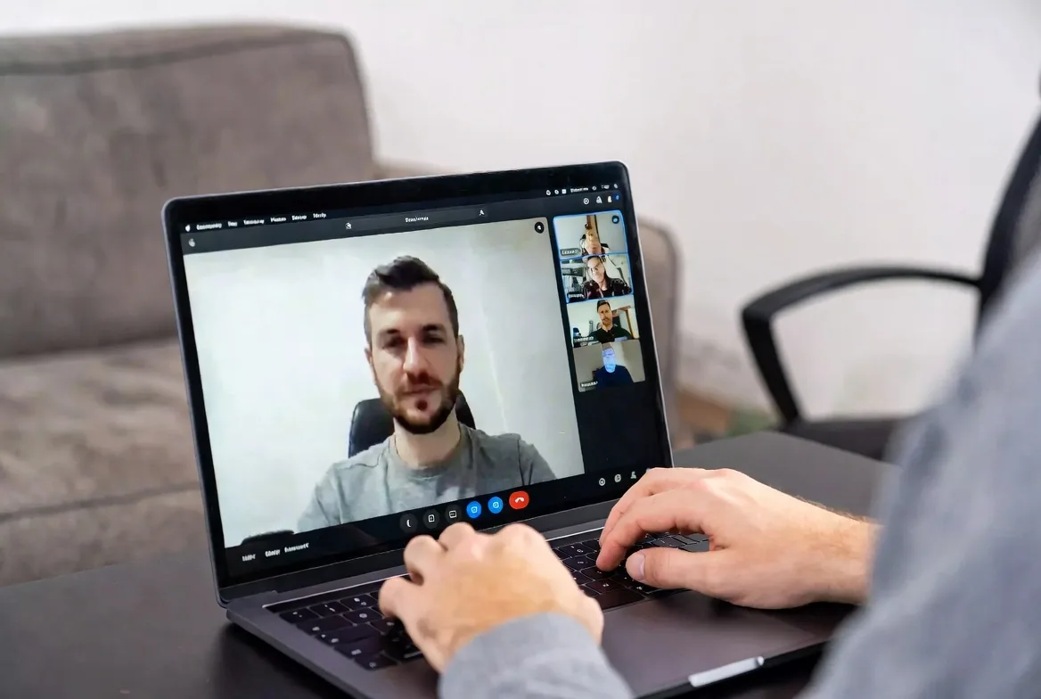 virtual meeting with AI transcription and communication tools