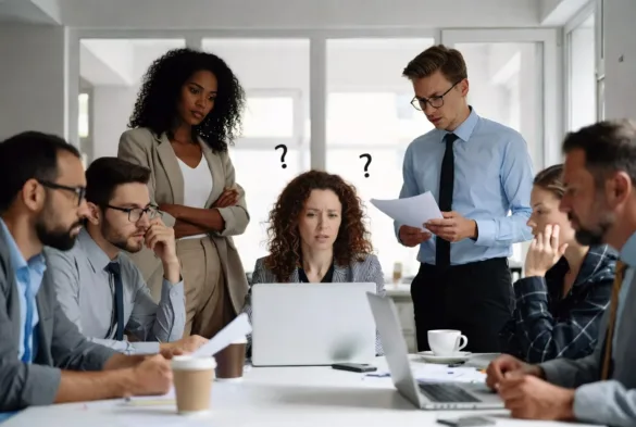 team experiencing organizational change and uncertainty in office