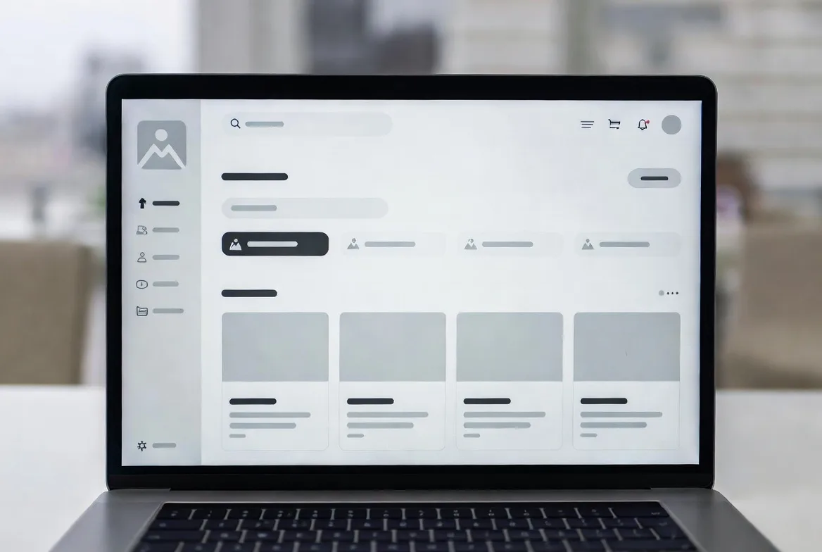 navigating customer self service portal interface on laptop