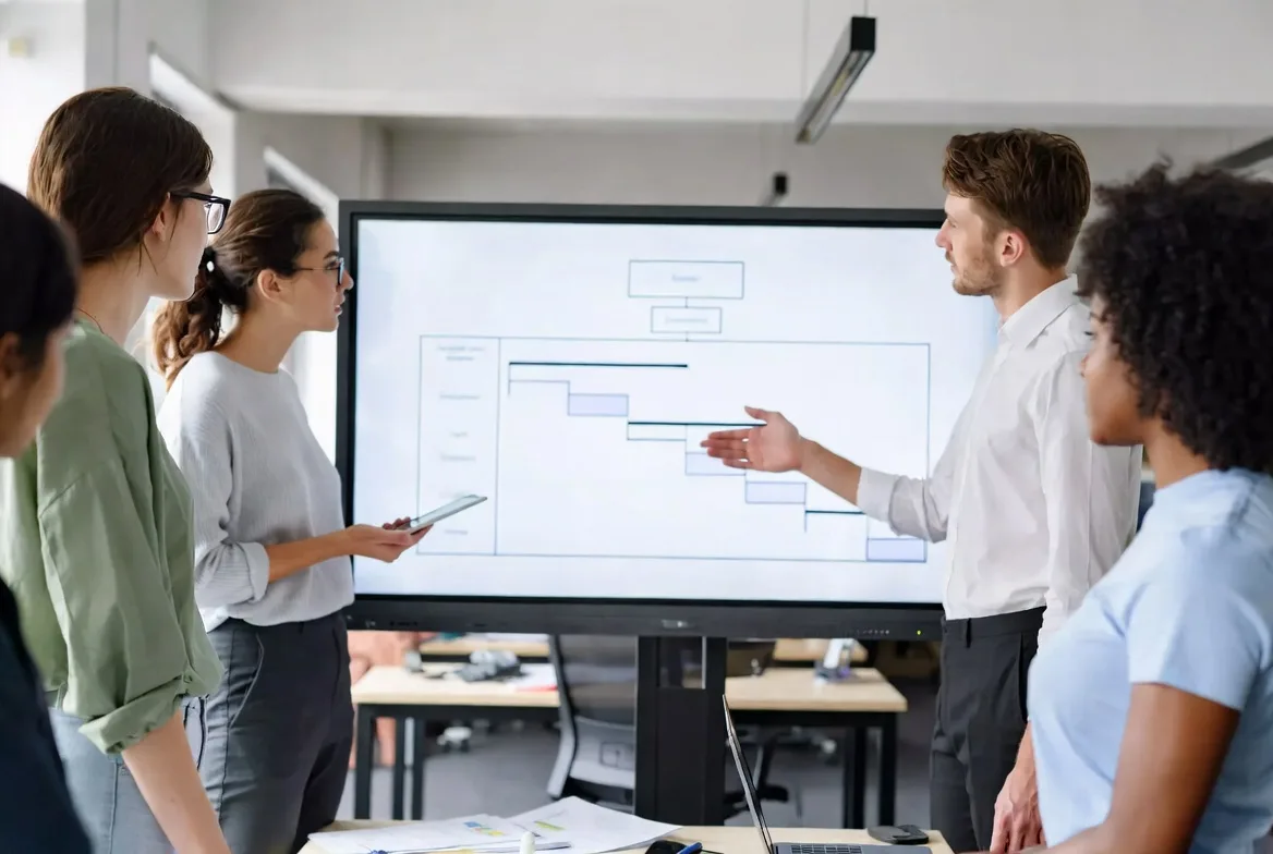 team reviewing and approving software changes together