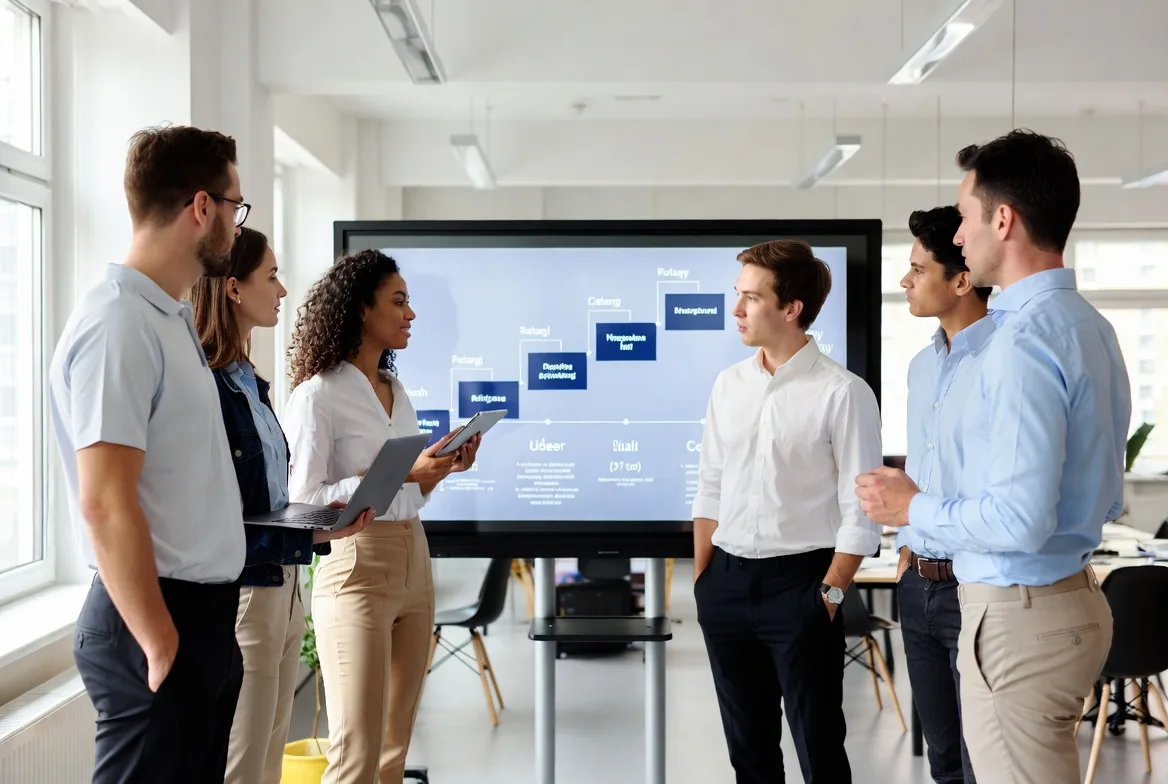 team planning multi step organizational change strategy