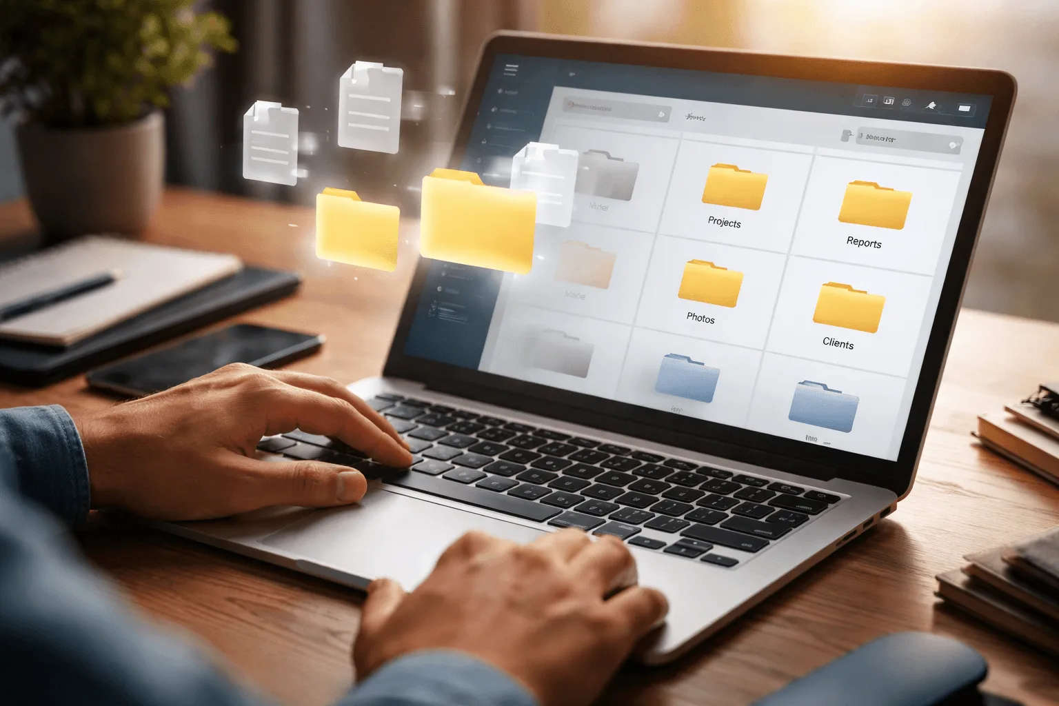 organizing and storing files in structured folders on computer