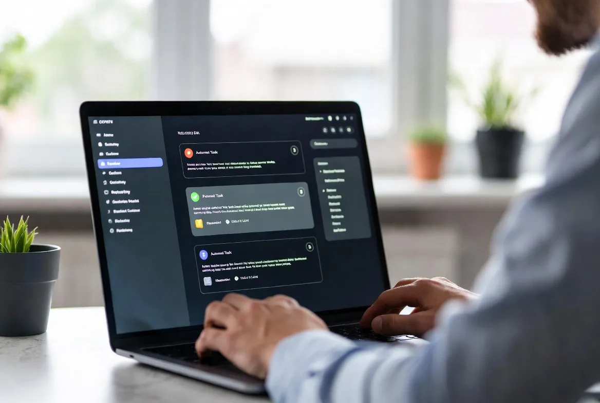 AI agent autonomously processing tasks on computer system