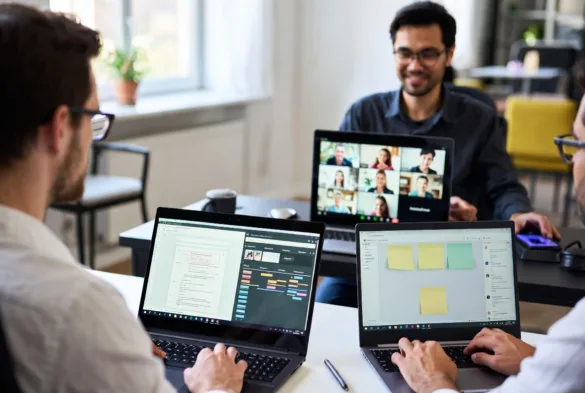 Distributed teams stay connected through shared digital spaces